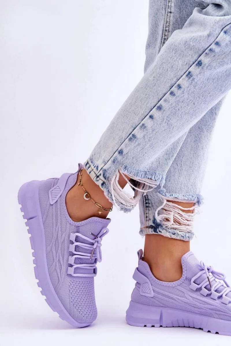 Sneakersy Damskie>Boto Damskie Wsuwane Buty Sportowe Sneakersy Fioletowe Rosett