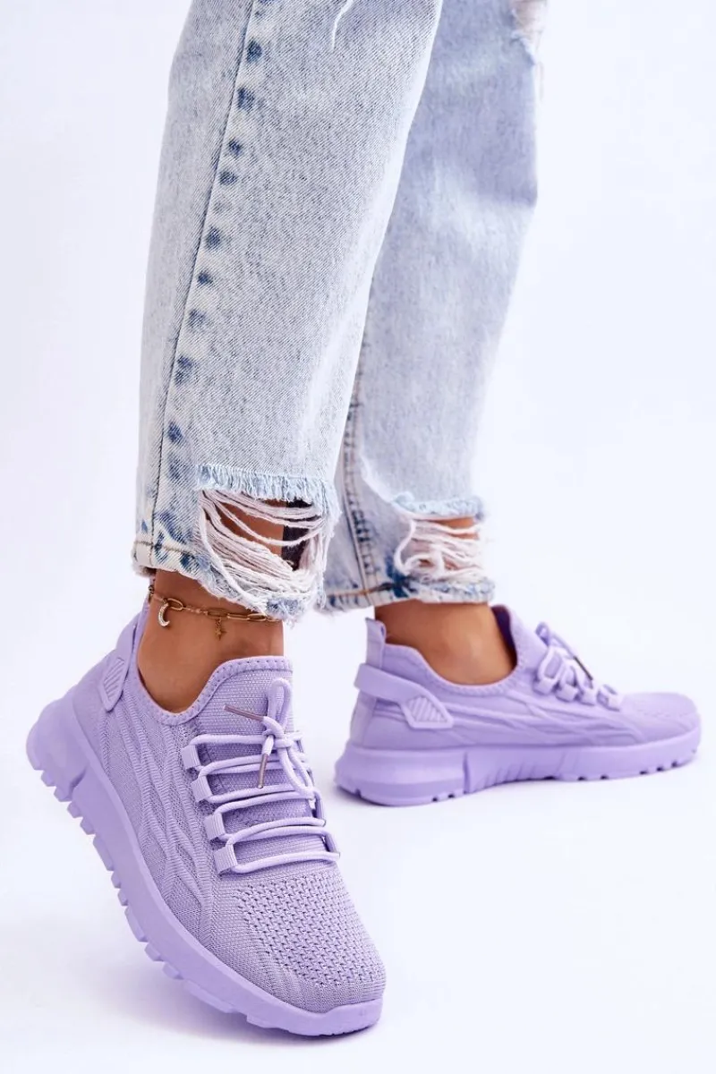 Sneakersy Damskie>Boto Damskie Wsuwane Buty Sportowe Sneakersy Fioletowe Rosett