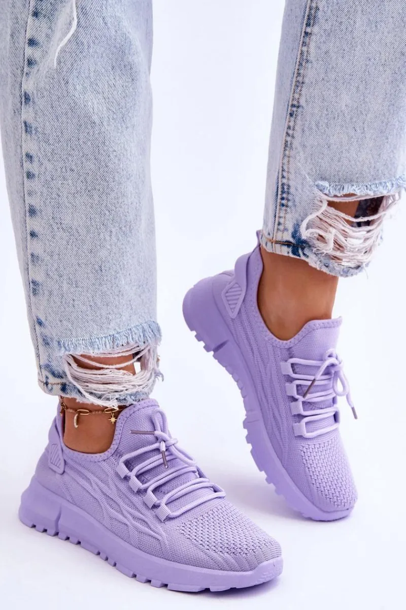 Sneakersy Damskie>Boto Damskie Wsuwane Buty Sportowe Sneakersy Fioletowe Rosett