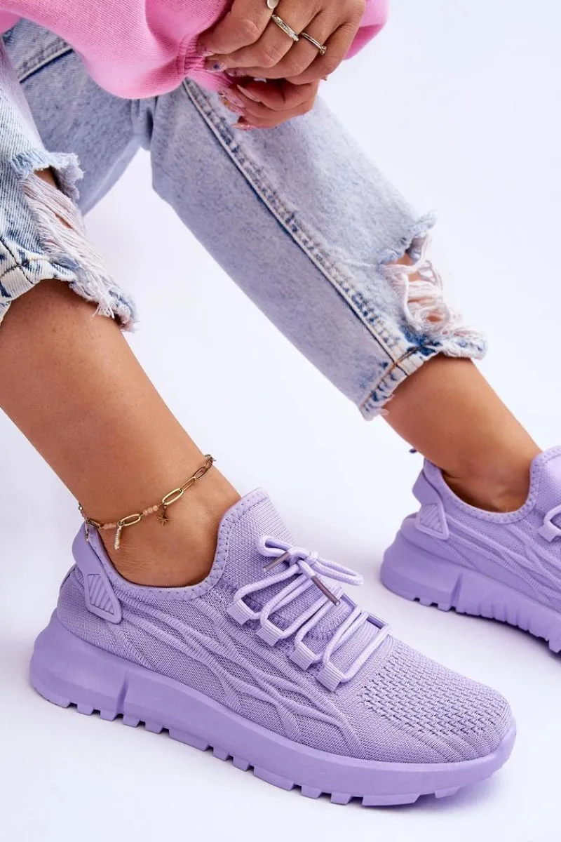 Sneakersy Damskie>Boto Damskie Wsuwane Buty Sportowe Sneakersy Fioletowe Rosett