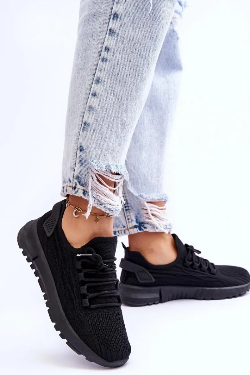 Sneakersy Damskie>Boto Damskie Wsuwane Buty Sportowe Sneakersy Czarne Rosett