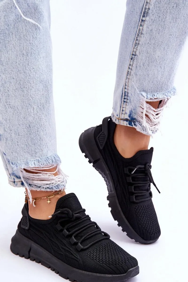 Sneakersy Damskie>Boto Damskie Wsuwane Buty Sportowe Sneakersy Czarne Rosett