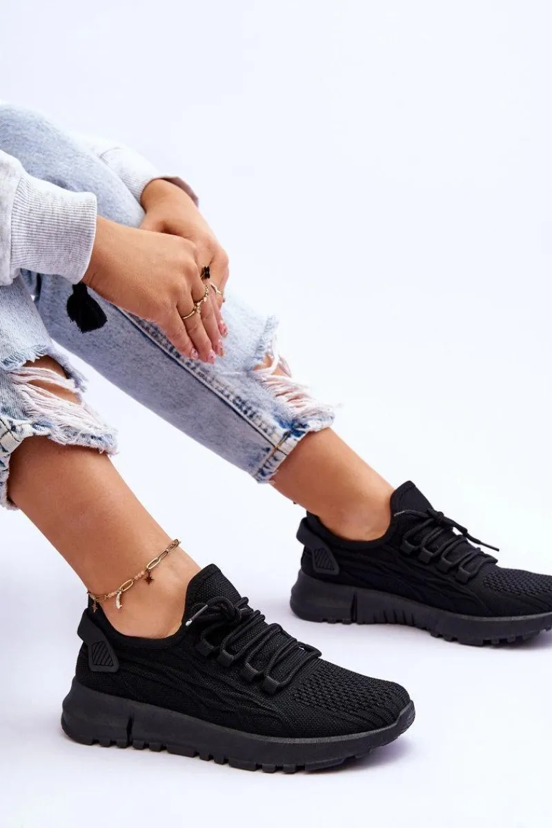 Sneakersy Damskie>Boto Damskie Wsuwane Buty Sportowe Sneakersy Czarne Rosett