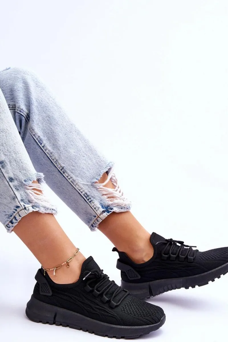 Sneakersy Damskie>Boto Damskie Wsuwane Buty Sportowe Sneakersy Czarne Rosett