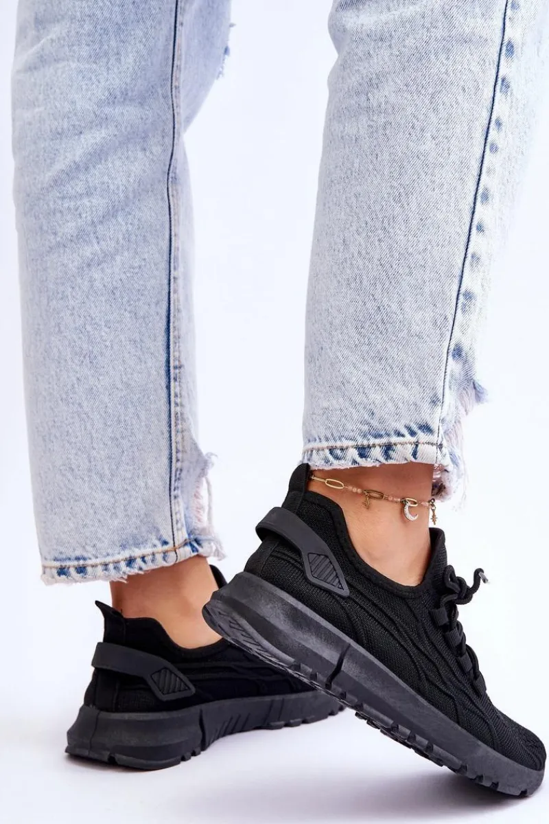 Sneakersy Damskie>Boto Damskie Wsuwane Buty Sportowe Sneakersy Czarne Rosett