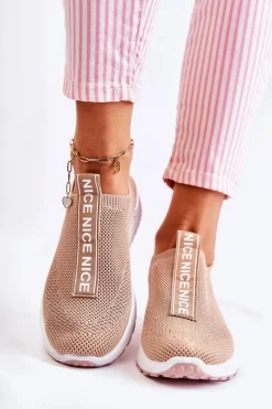 New Damskie Wsuwane Buty Sportowe Beżowe Ardenza Damskie Sneakersy Damskie