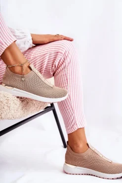 New Damskie Wsuwane Buty Sportowe Beżowe Ardenza Damskie Sneakersy Damskie