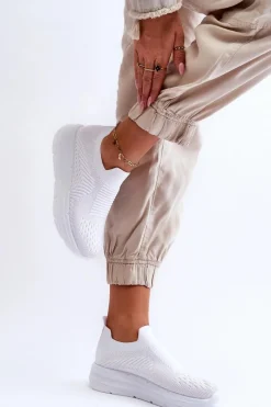 Buty Sportowe Na Platformie|Sneakersy Damskie>Boto Damskie Wsuwane Buty Sportowe Białe Ferive