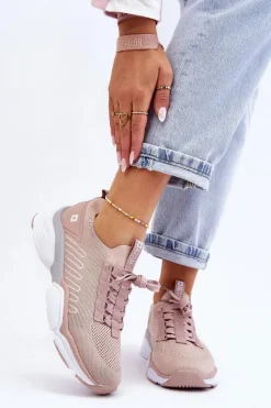 Best Damskie Wsuwane Buty Sportowe Memory Foam System Big Star LL274A141 Nude Damskie Buty Sportowe Big Star|Sneakersy Damskie