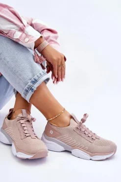 Best Damskie Wsuwane Buty Sportowe Memory Foam System Big Star LL274A141 Nude Damskie Buty Sportowe Big Star|Sneakersy Damskie