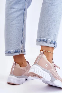 Best Damskie Wsuwane Buty Sportowe Memory Foam System Big Star LL274A141 Nude Damskie Buty Sportowe Big Star|Sneakersy Damskie