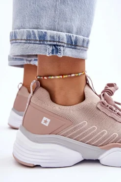 Best Damskie Wsuwane Buty Sportowe Memory Foam System Big Star LL274A141 Nude Damskie Buty Sportowe Big Star|Sneakersy Damskie