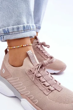 Best Damskie Wsuwane Buty Sportowe Memory Foam System Big Star LL274A141 Nude Damskie Buty Sportowe Big Star|Sneakersy Damskie