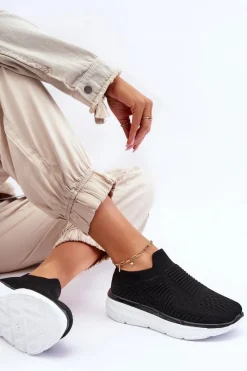 Sale Boto Damskie Wsuwane Buty Sportowe Czarne Ferive Czarny