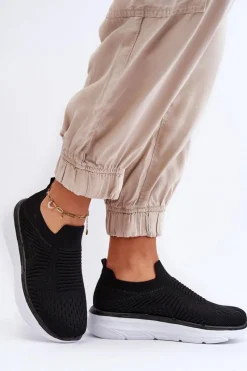 Sale Boto Damskie Wsuwane Buty Sportowe Czarne Ferive Czarny
