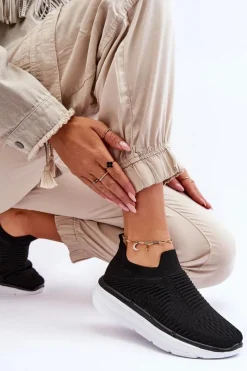 Sale Boto Damskie Wsuwane Buty Sportowe Czarne Ferive Czarny
