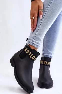 Kalosze Damskie>Boto Damskie Wsuwane Kalosze Czarne Joline