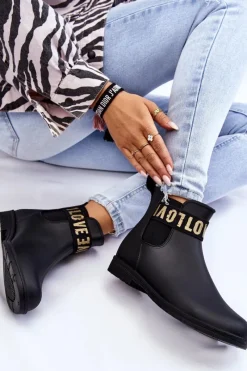 Kalosze Damskie>Boto Damskie Wsuwane Kalosze Czarne Joline