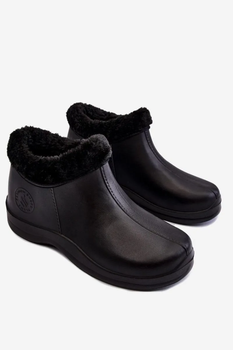 Kalosze Damskie>Boto Damskie Wsuwane Kalosze Ocieplane Czarne Izera