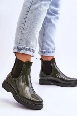 Hot Boto Damskie Wsuwane Kalosze Sztyblety Ciemnozielone Larone