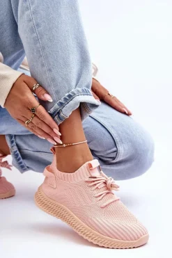 Buty Sportowe Na Platformie|Sneakersy Damskie>Boto Damskie Wsuwane Materiałowe Buty Sportowe Różowe Zauna