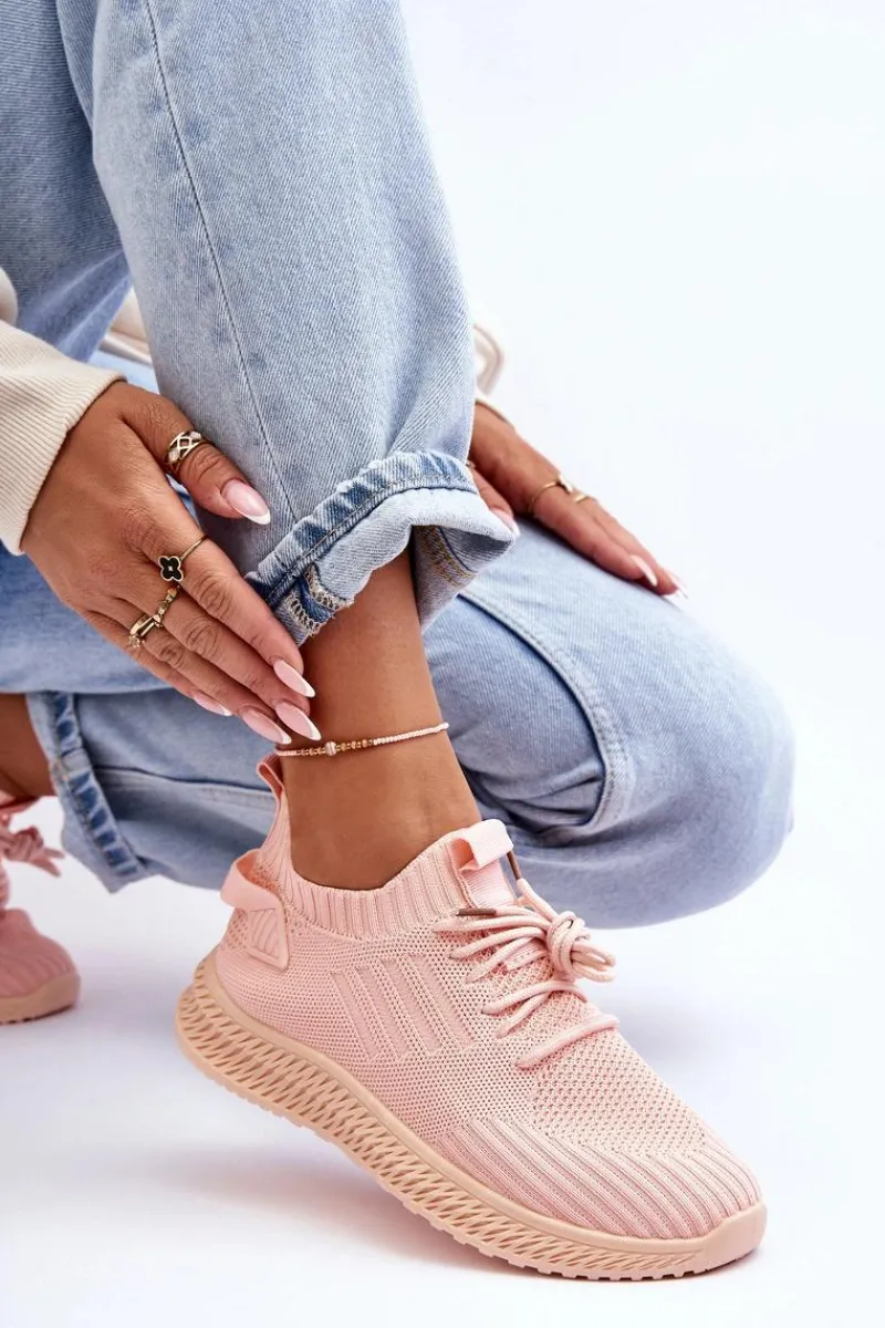 Buty Sportowe Na Platformie|Sneakersy Damskie>Boto Damskie Wsuwane Materiałowe Buty Sportowe Różowe Zauna