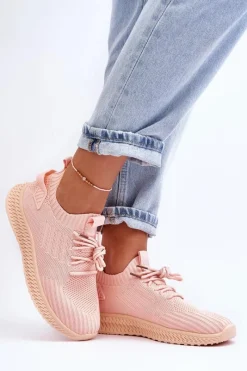 Buty Sportowe Na Platformie|Sneakersy Damskie>Boto Damskie Wsuwane Materiałowe Buty Sportowe Różowe Zauna
