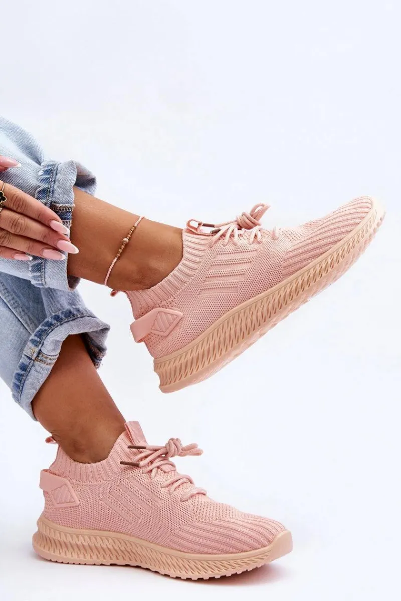 Buty Sportowe Na Platformie|Sneakersy Damskie>Boto Damskie Wsuwane Materiałowe Buty Sportowe Różowe Zauna