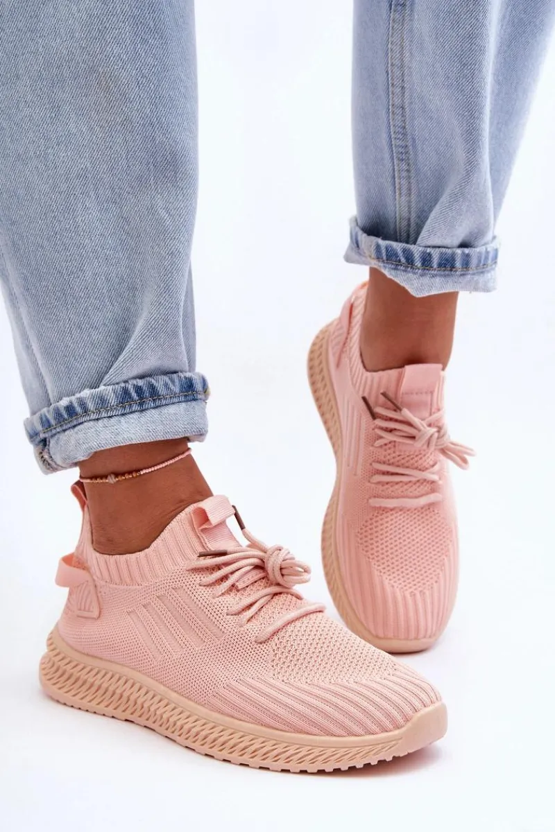 Buty Sportowe Na Platformie|Sneakersy Damskie>Boto Damskie Wsuwane Materiałowe Buty Sportowe Różowe Zauna