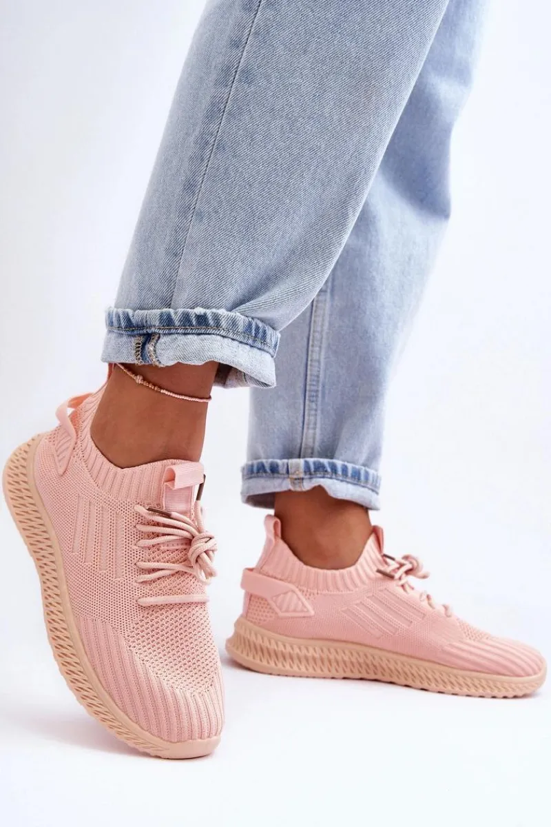 Buty Sportowe Na Platformie|Sneakersy Damskie>Boto Damskie Wsuwane Materiałowe Buty Sportowe Różowe Zauna