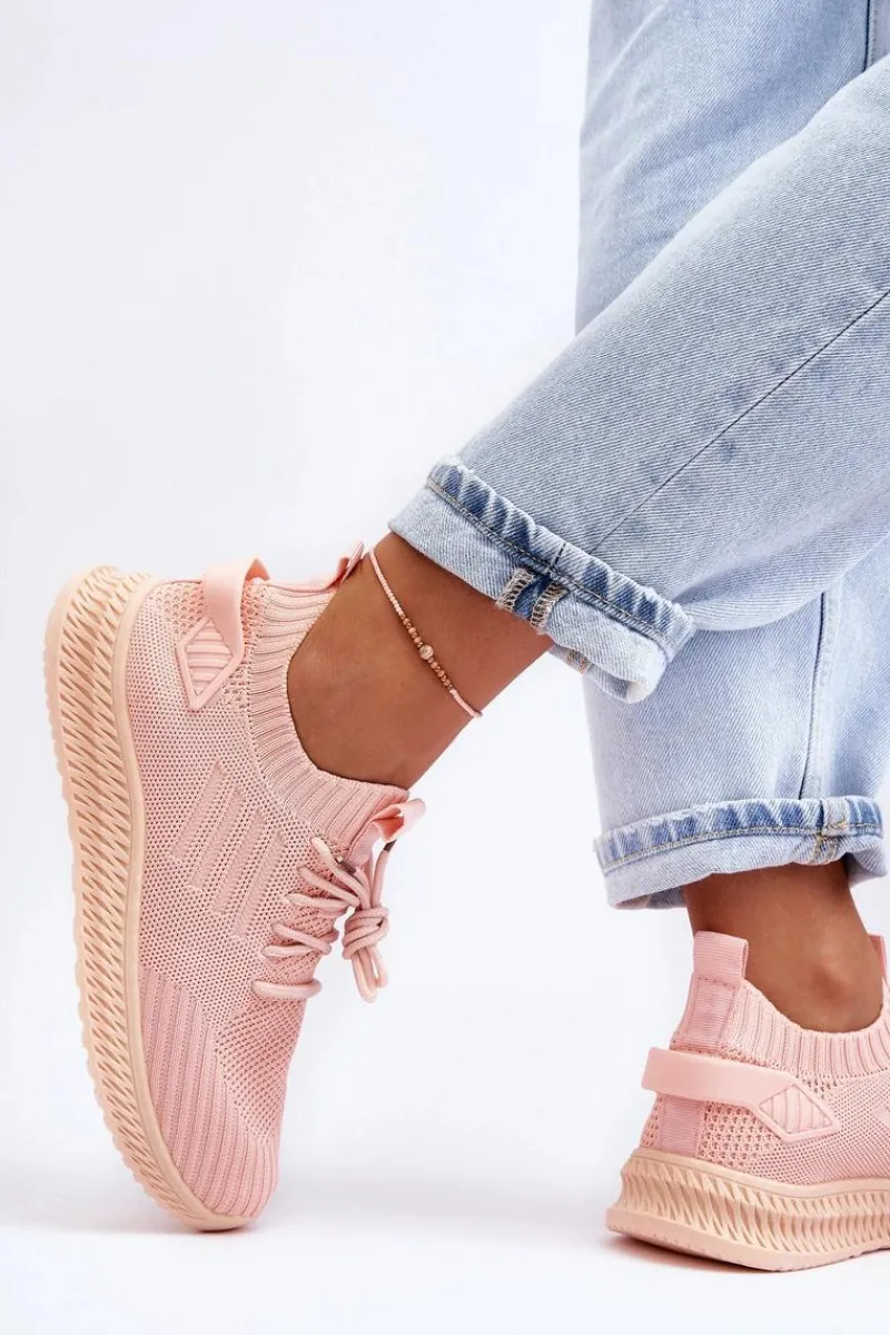 Buty Sportowe Na Platformie|Sneakersy Damskie>Boto Damskie Wsuwane Materiałowe Buty Sportowe Różowe Zauna