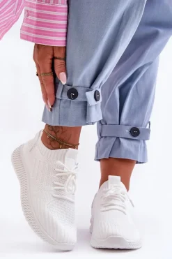 Buty Sportowe Na Platformie|Sneakersy Damskie>Boto Damskie Wsuwane Materiałowe Buty Sportowe Białe Zauna