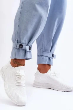 Buty Sportowe Na Platformie|Sneakersy Damskie>Boto Damskie Wsuwane Materiałowe Buty Sportowe Białe Zauna