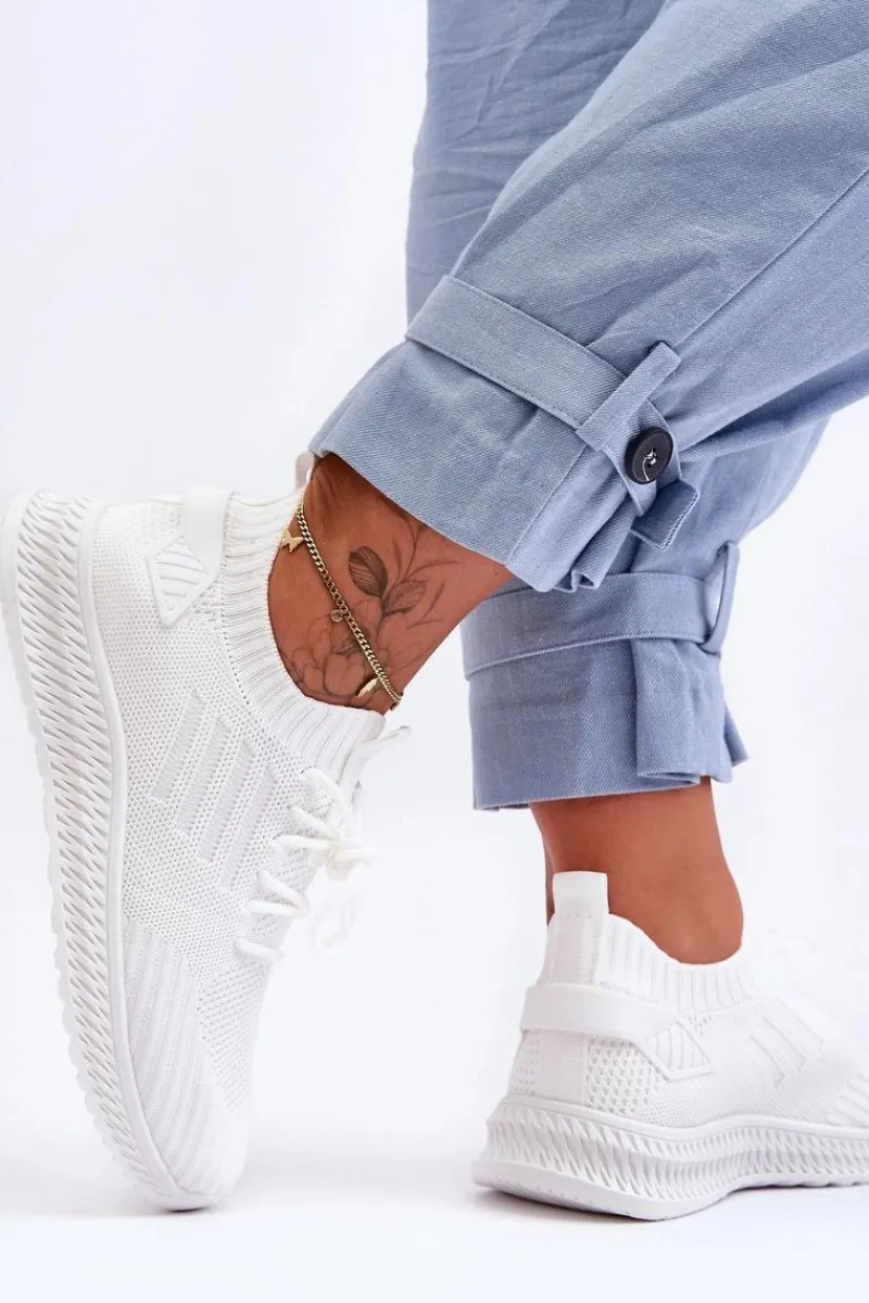 Buty Sportowe Na Platformie|Sneakersy Damskie>Boto Damskie Wsuwane Materiałowe Buty Sportowe Białe Zauna
