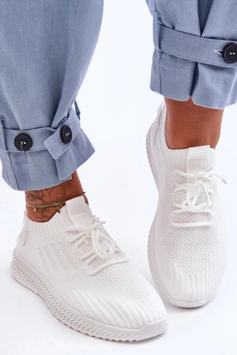 Buty Sportowe Na Platformie|Sneakersy Damskie>Boto Damskie Wsuwane Materiałowe Buty Sportowe Białe Zauna