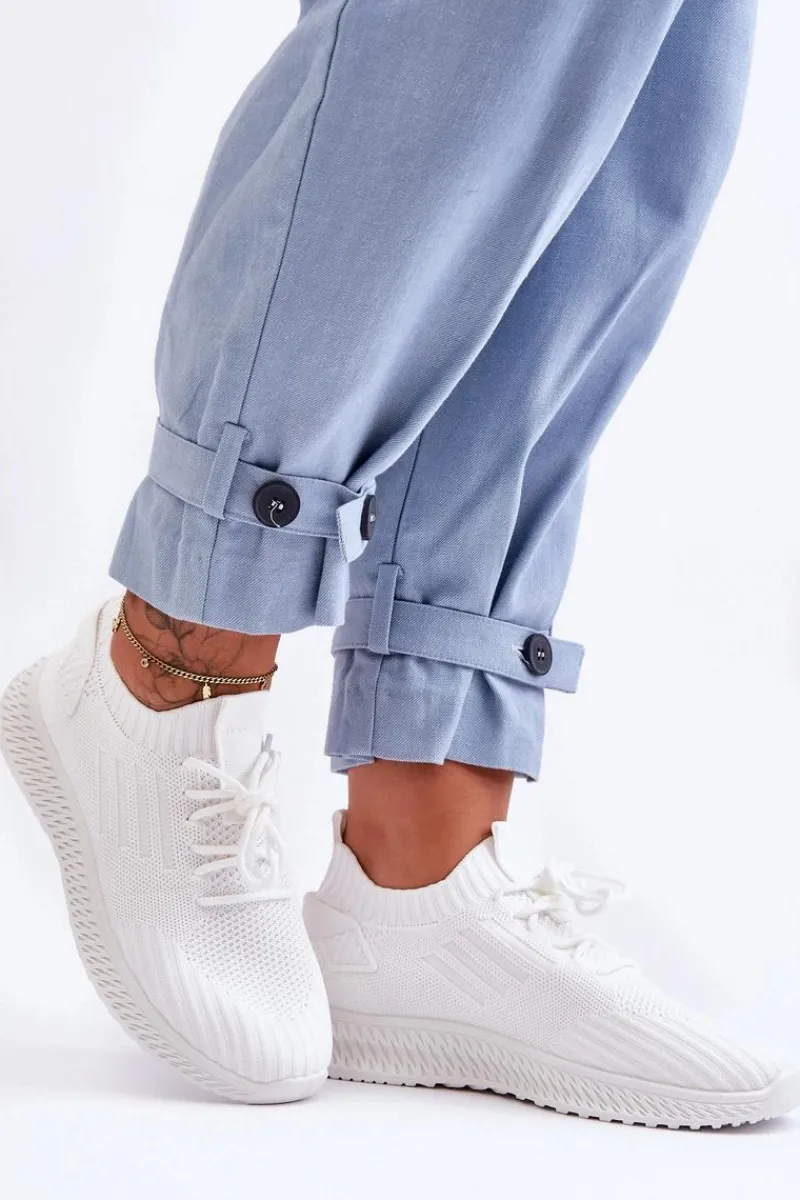 Buty Sportowe Na Platformie|Sneakersy Damskie>Boto Damskie Wsuwane Materiałowe Buty Sportowe Białe Zauna