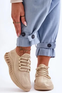 Buty Sportowe Na Platformie|Sneakersy Damskie>Boto Damskie Wsuwane Materiałowe Sneakersy Beżowe Venett