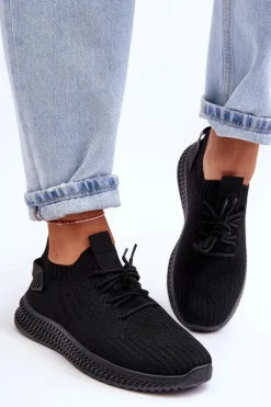 Clearance Damskie Wsuwane Materiałowe Buty Sportowe Czarne Zauna Damskie Buty Sportowe Na Platformie|Sneakersy Damskie