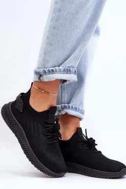 Clearance Damskie Wsuwane Materiałowe Buty Sportowe Czarne Zauna Damskie Buty Sportowe Na Platformie|Sneakersy Damskie