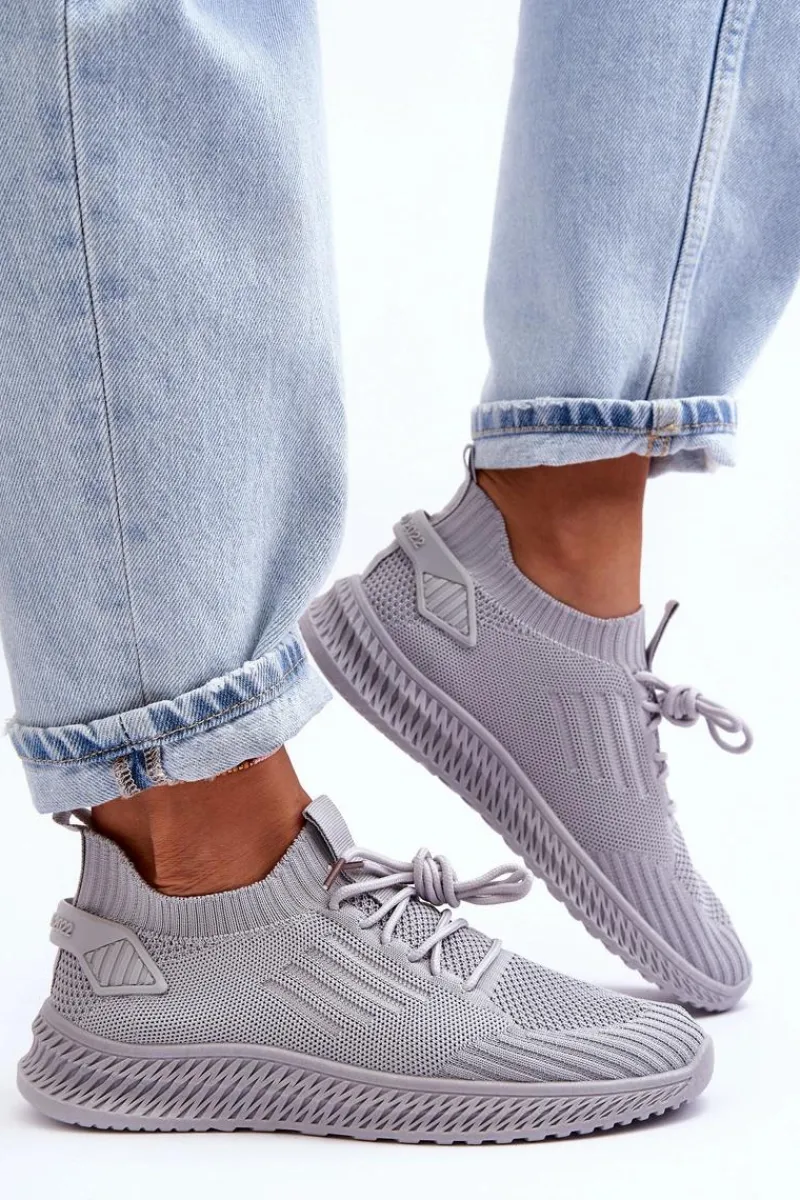 Buty Sportowe Na Platformie|Sneakersy Damskie>Boto Damskie Wsuwane Materiałowe Buty Sportowe Szare Zauna