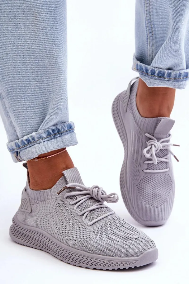Buty Sportowe Na Platformie|Sneakersy Damskie>Boto Damskie Wsuwane Materiałowe Buty Sportowe Szare Zauna