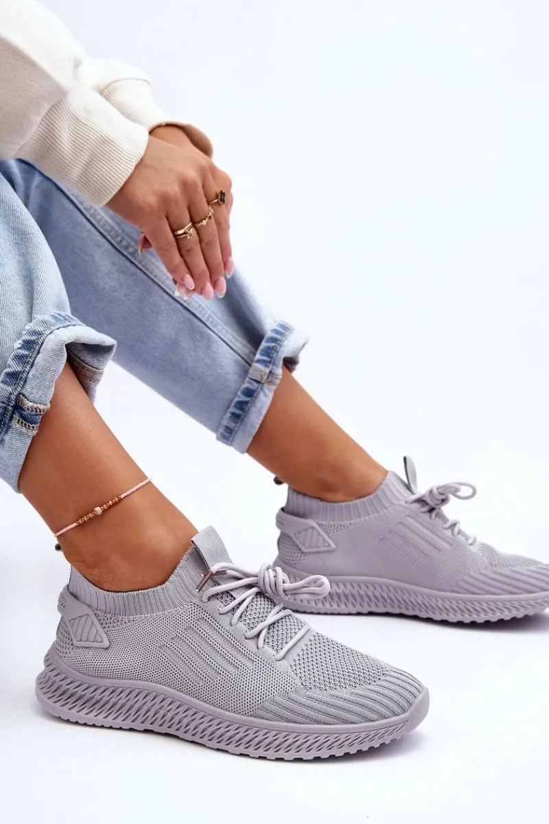 Buty Sportowe Na Platformie|Sneakersy Damskie>Boto Damskie Wsuwane Materiałowe Buty Sportowe Szare Zauna
