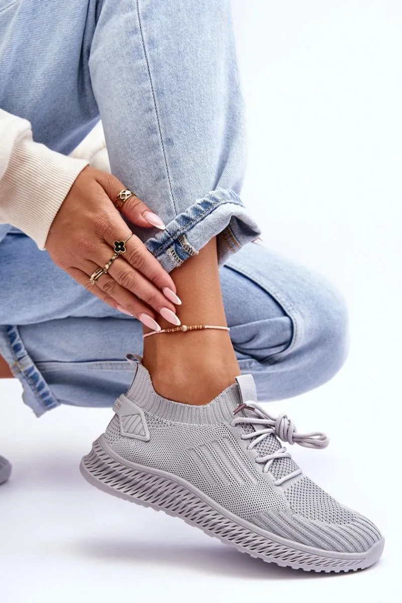 Buty Sportowe Na Platformie|Sneakersy Damskie>Boto Damskie Wsuwane Materiałowe Buty Sportowe Szare Zauna