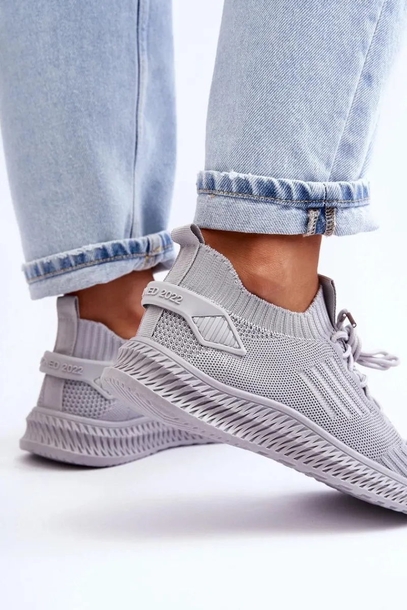 Buty Sportowe Na Platformie|Sneakersy Damskie>Boto Damskie Wsuwane Materiałowe Buty Sportowe Szare Zauna