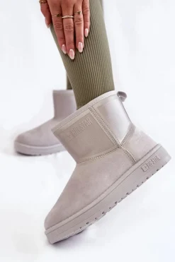 Big Star Shoes Damskie Wsuwane Śniegowce Big Star KK274613 Szare