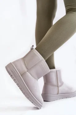 Big Star Shoes Damskie Wsuwane Śniegowce Big Star KK274613 Szare