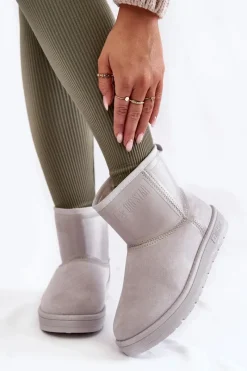 Big Star Shoes Damskie Wsuwane Śniegowce Big Star KK274613 Szare