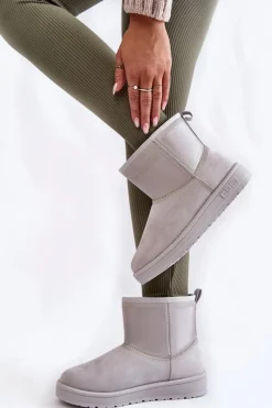 Big Star Shoes Damskie Wsuwane Śniegowce Big Star KK274613 Szare