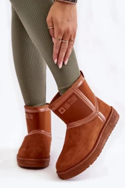 Sale Damskie Wsuwane Śniegowce Big Star KK274612 Brązowe Damskie Śniegowce Damskie