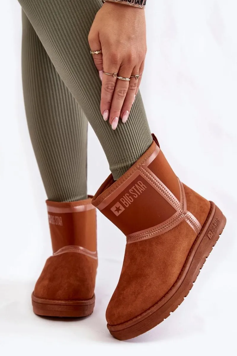 Sale Damskie Wsuwane Śniegowce Big Star KK274612 Brązowe Damskie Śniegowce Damskie